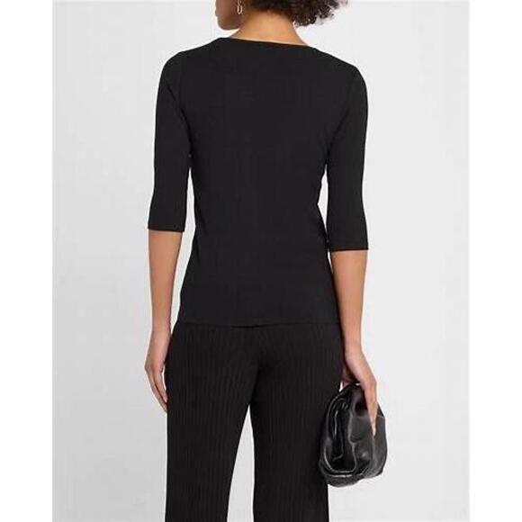 VINCE Women’s Elbow Sleeve Crew Neck T-Shirt in Black-Size X-Large - Picture 2 of 12